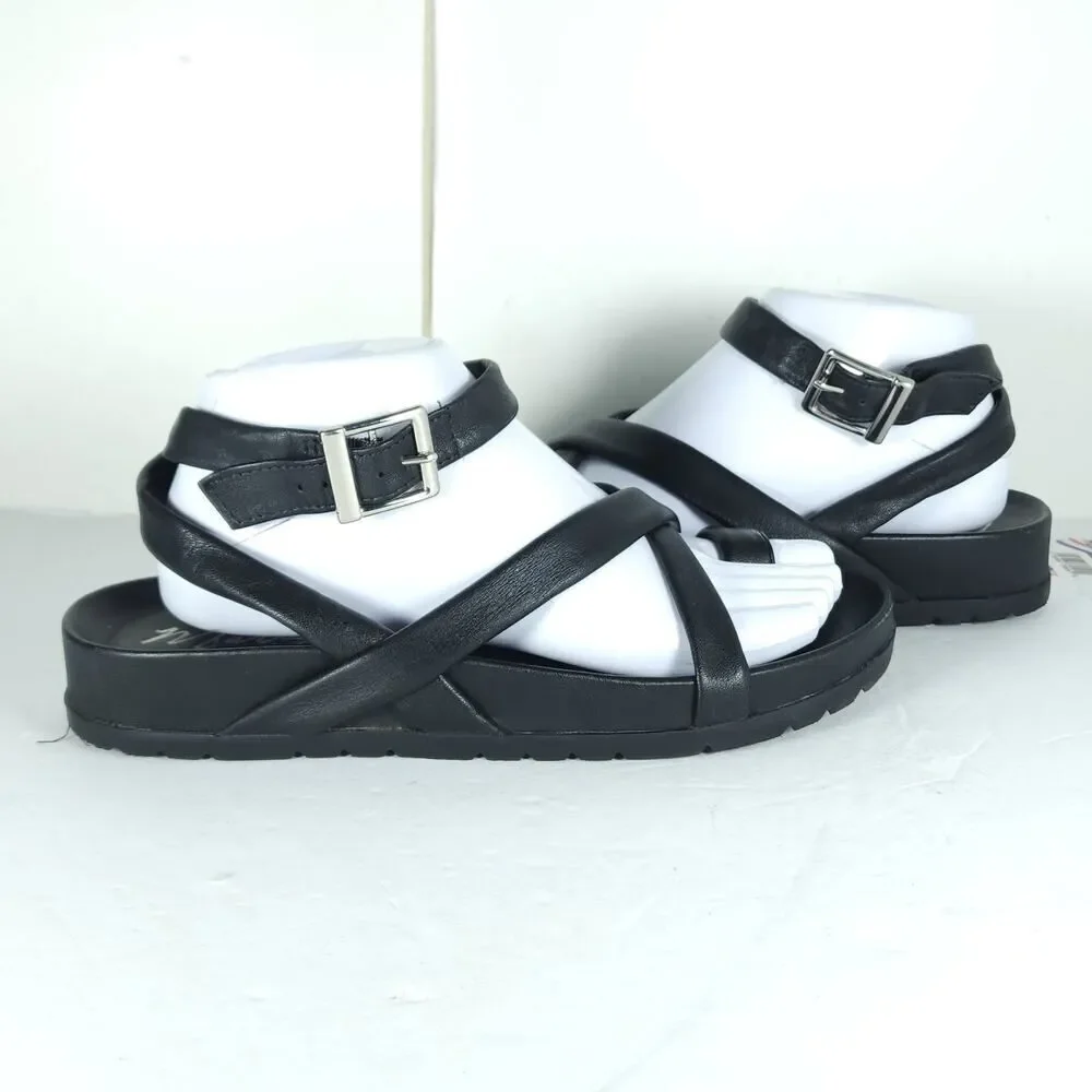 Matisse Women's Hartley US 9M Black Leather Toe Loop Strappy Sandals Shoes